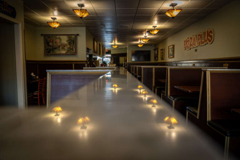 Dining room at Gold Dust Pizza in Ripon, shot for the brand photo library