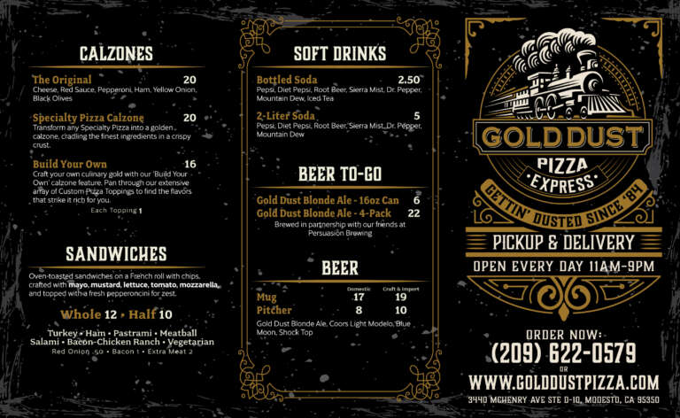 Gold Dust Express menu brochure