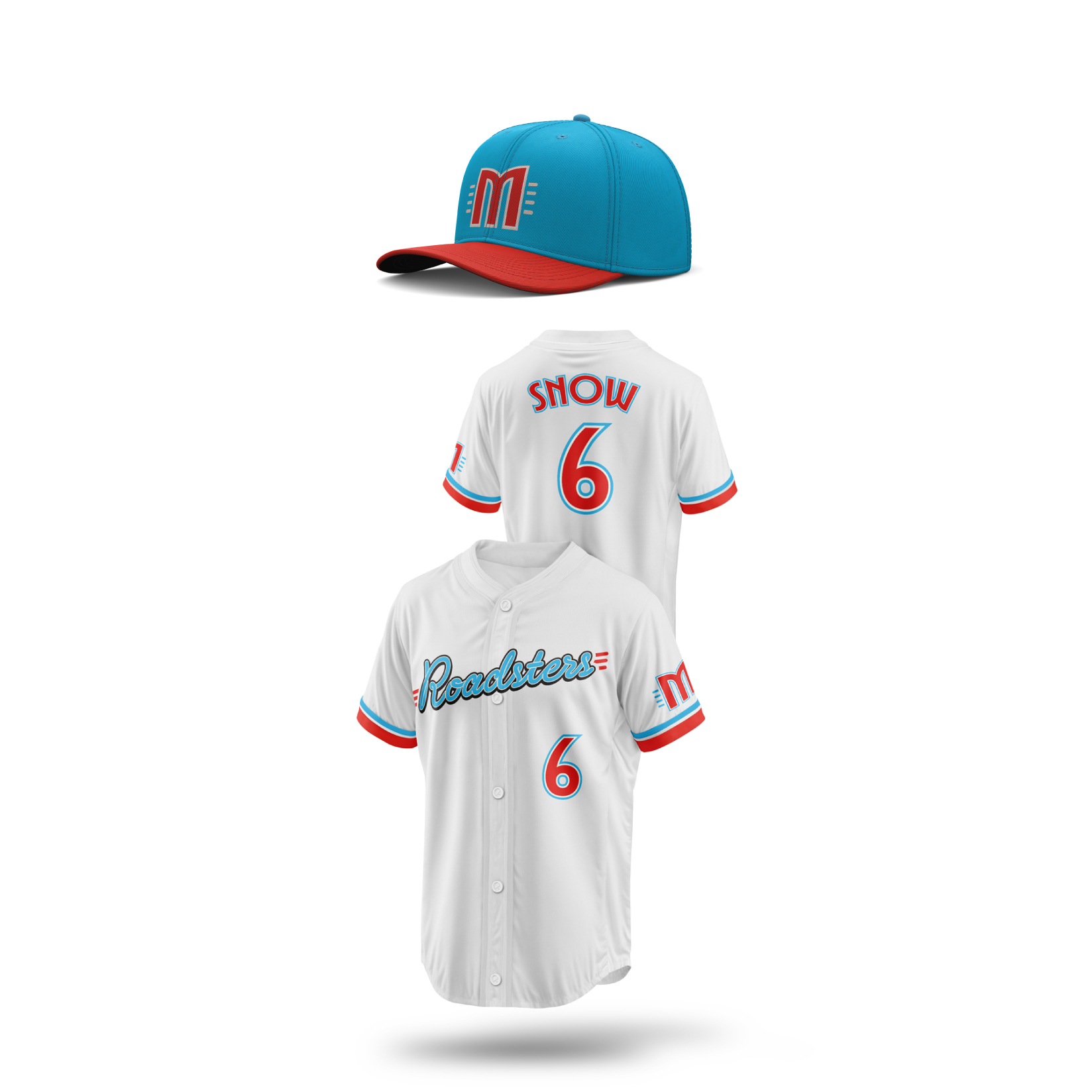 Modesto Roadsters home jersey and cap